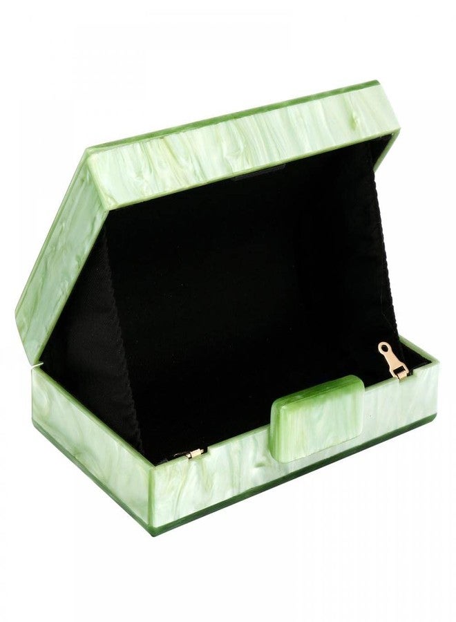 Simcat Marbling Green Acrylic Evening Bag Lady Clutch Purse Elegant Party Box Clutch Crossbody Bag for Prom Banquet Daily (Green) - Image 2